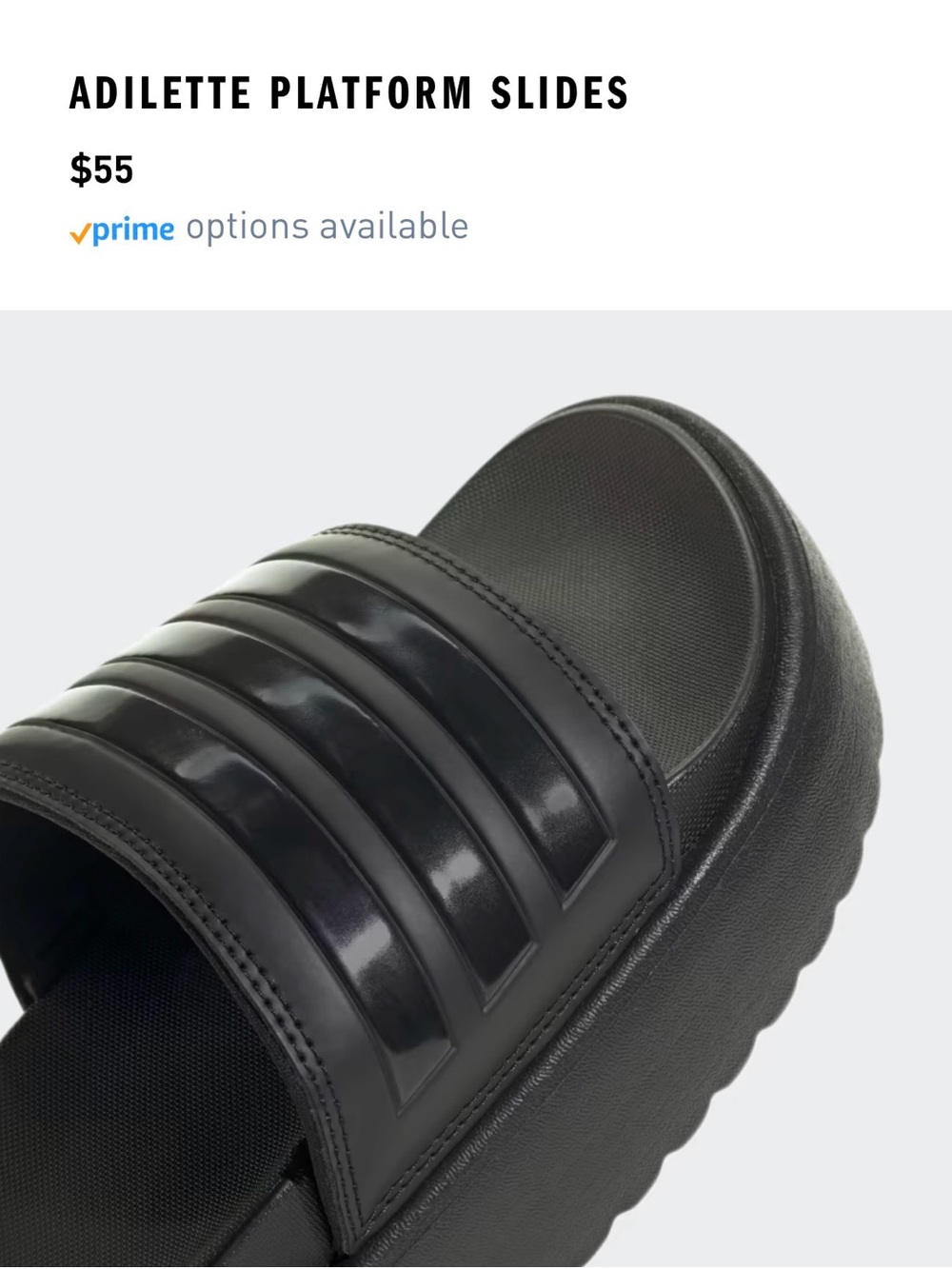 adidas Black Adilette Platform Slide Sandals Size 6 - Picture 3 of 14